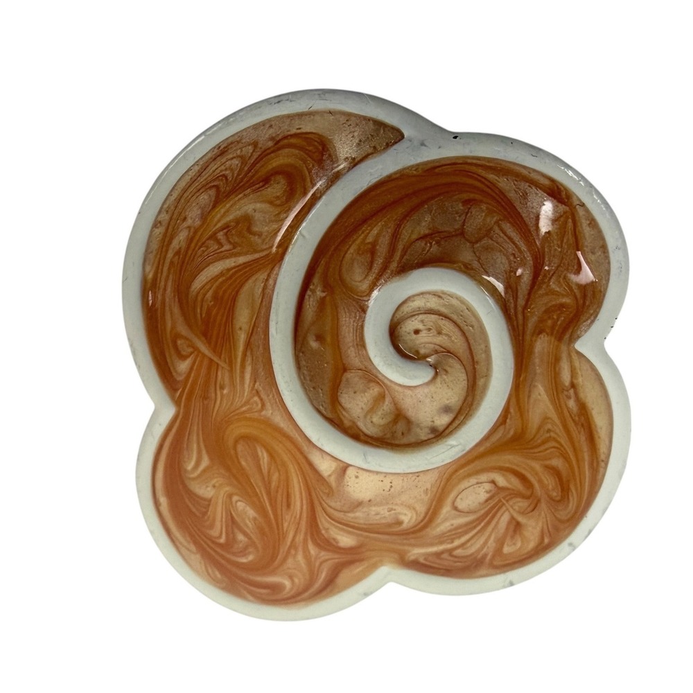 Monet Vintage Clip On Earrings Flower Swirl Peach Orange Enamel Gold Tone Studs - Picture 3 of 8